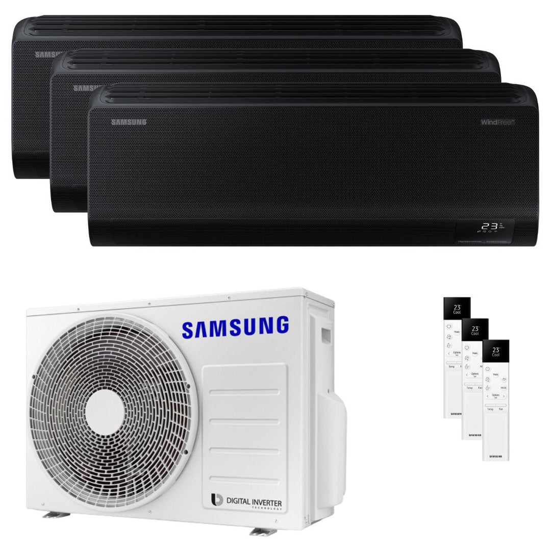 Samsung Windfree Black 7000+9000+12000 BTU – Multisplit-Klimagerät (3 Innengeräte), 5,2/6,3 kW, R32, A++/A+, WLAN