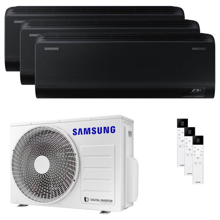 Samsung Windfree Black 7000+9000+12000 BTU – Multisplit-Klimagerät (3 Innengeräte), 5,2/6,3 kW, R32, A++/A+, WLAN