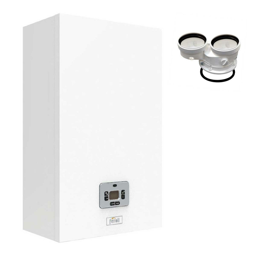 Ferroli Theta 24 C – Gas-Brennwertkessel, 20 kW, Erdgas/Flüssiggas, inkl. Abgasset getrennt