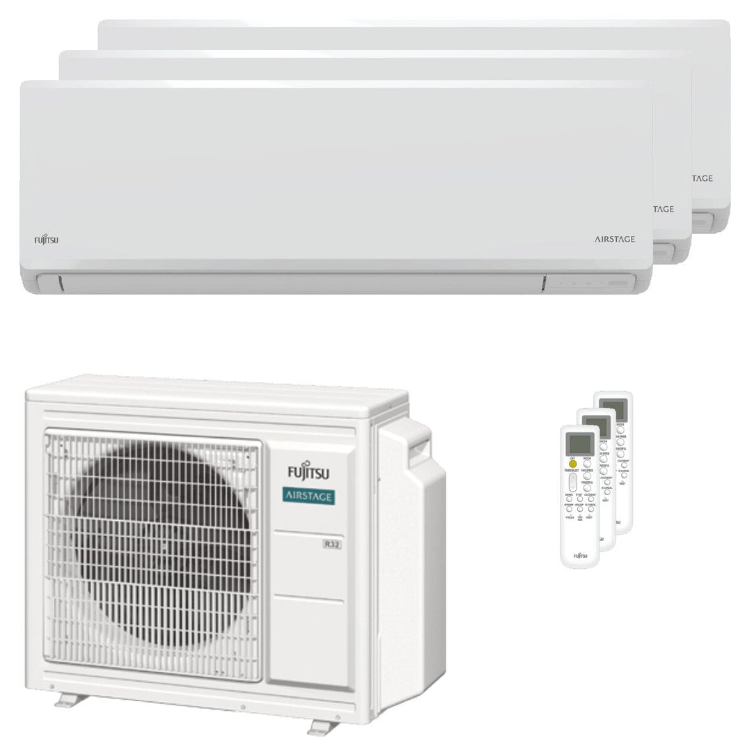 Fujitsu Serie KN WiFi 7000+9000+12000 BTU – Multisplit-Klimagerät (3 Innengeräte), 5,4/6,8 kW, R32, A+++/A++, WLAN