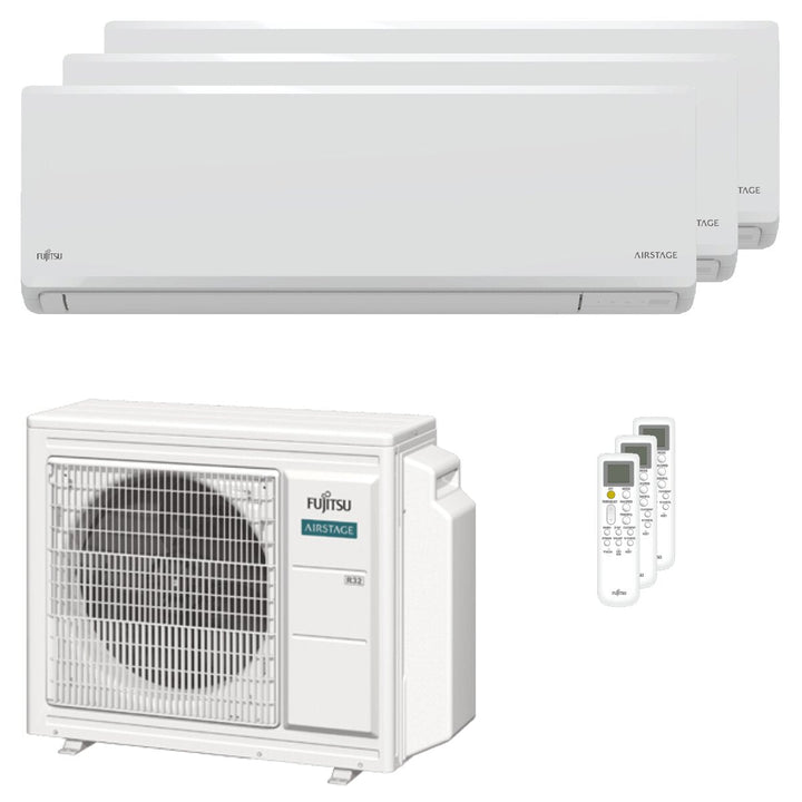 Fujitsu Serie KN WiFi 7000+9000+12000 BTU – Multisplit-Klimagerät (3 Innengeräte), 5,4/6,8 kW, R32, A+++/A++, WLAN