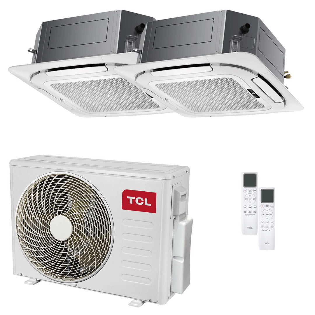 TCL Kassettengerät 4-Wege Serie S 18000+18000 BTU – Multisplit-Klimagerät (2x), 7,9/7,9 kW, R32, A++/A+, WLAN