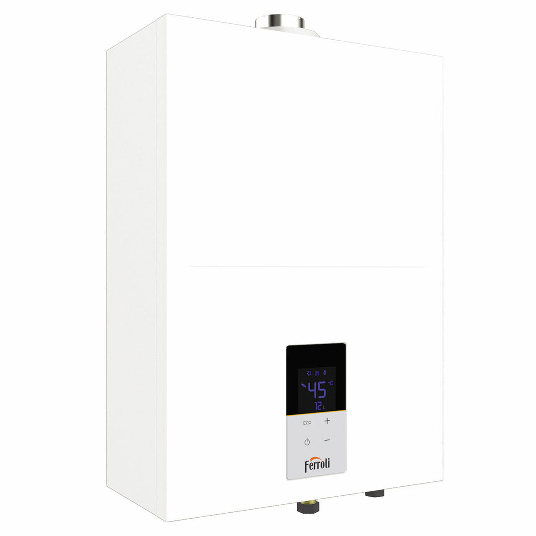 Ferroli Kona murale a tiraggio forzato e geschlossene Brennkammer – Gas-Durchlauferhitzer, 12 l/min, Erdgas, Energieeffizienzklasse A