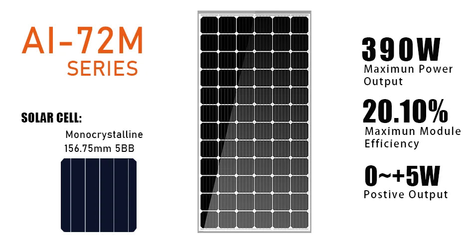 Changzhou Aoli Energy Technology Co., Ltd. - Solarmodul - AI-72M-365-390 AI-72M390w - Art. 168142