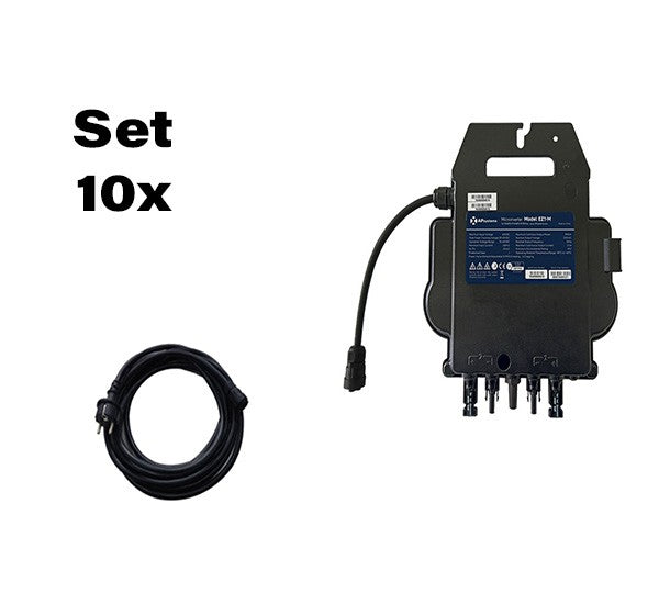 APSYSTEMS Wechselrichter EZ1-M (799 VA) + POWER CORD (5M), 10ER SET 10 X MICROWECHSELRICHTER + CABLE, 799 VA, 1-PH