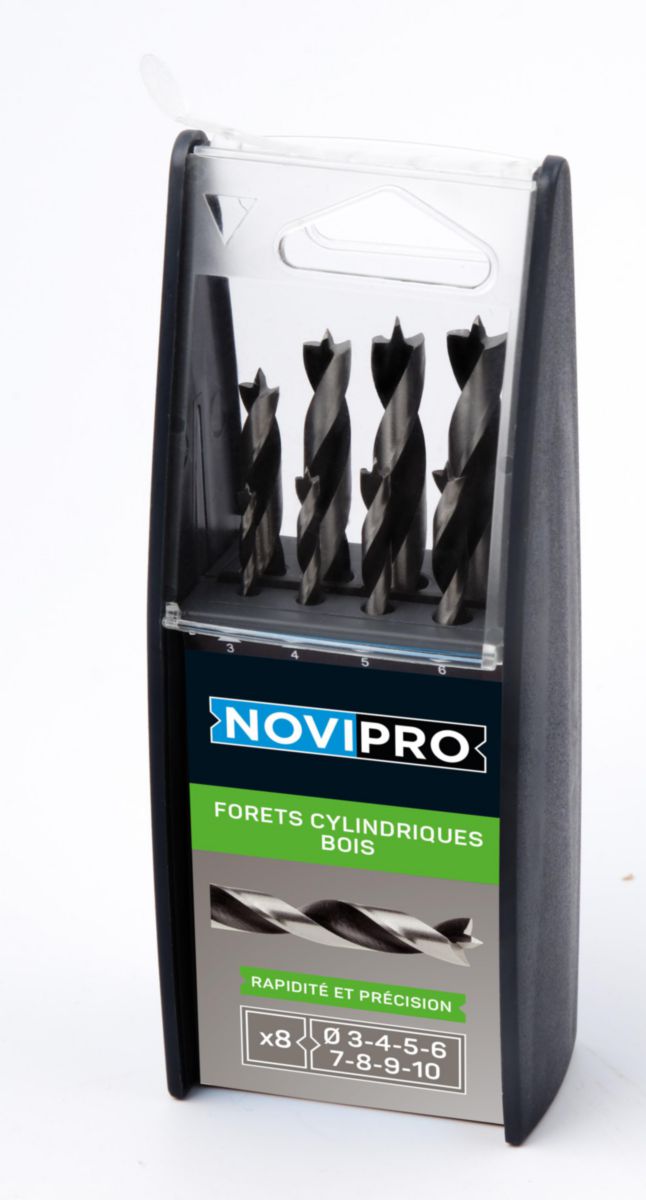 Novipro Holzbohrer-Set 3-Spitzen Pro geschliffen, 8 Stück, Ø 3–10 mm