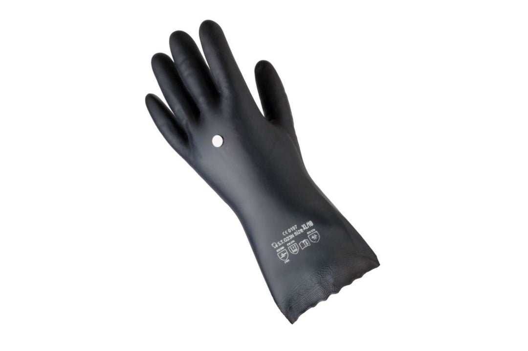 Chemikalienschutzhandschuhe Le Chimique für Präzisionsarbeiten, Lösungsmittel und Heizöl, PVC schwarz, Größe 10