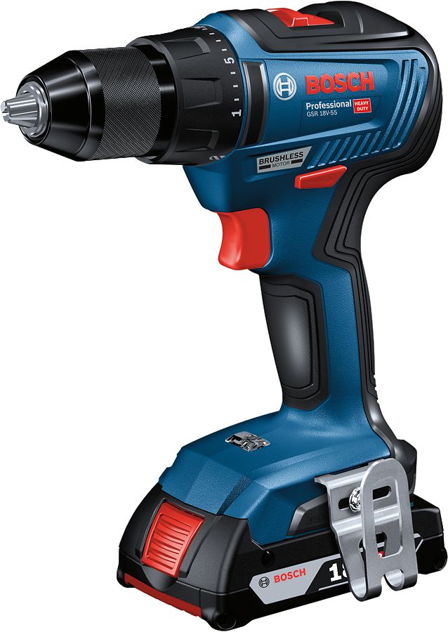 Bosch GSR 18V-55 Akku-Bohrschrauber mit 2 Li-Ion-Akkus 4 Ah in L-Boxx