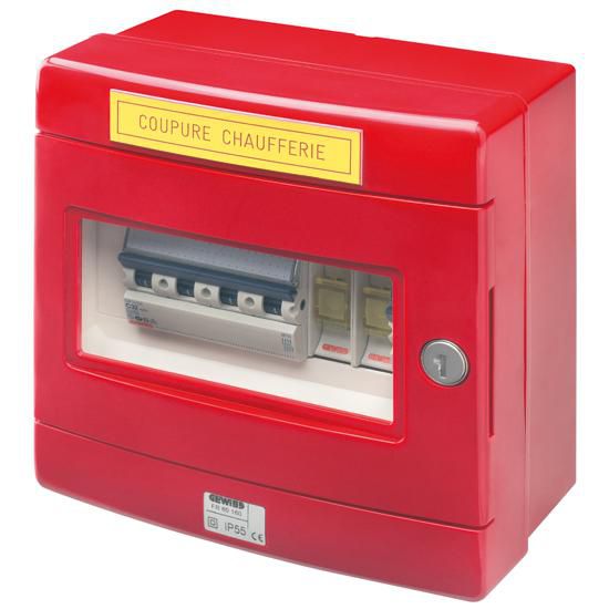 Gewiss Not-Aus-Gehäuse IP55 für Heizungsraum, 8 Module, 4P 32 A und 2P 20 A