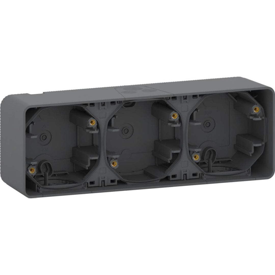 Schneider Electric Mureva Styl Aufputzgehäuse horizontal 3-fach anthrazitgrau, IP55, IK08