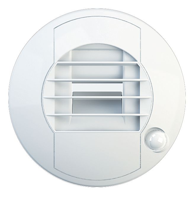 Feuchtegeführtes WC-Abluftventil Ø 80 mm, Batteriebetrieb, mit Präsenzmelder, 5/30 m³/h