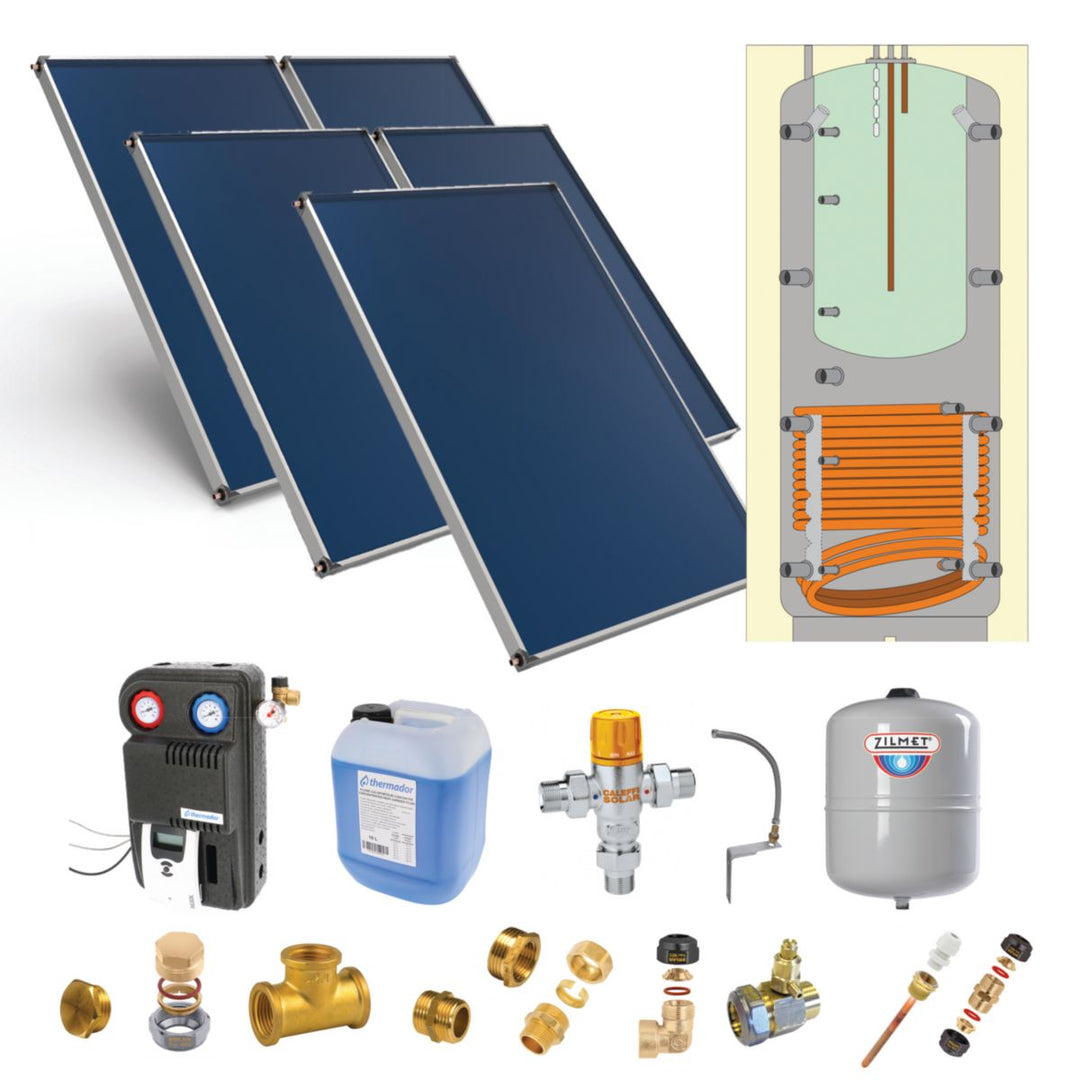 Solarpaket Astrea G Kombisystem: 4 Kollektoren, 600-l-Kombispeicher, Zubehörset, Schrägdach