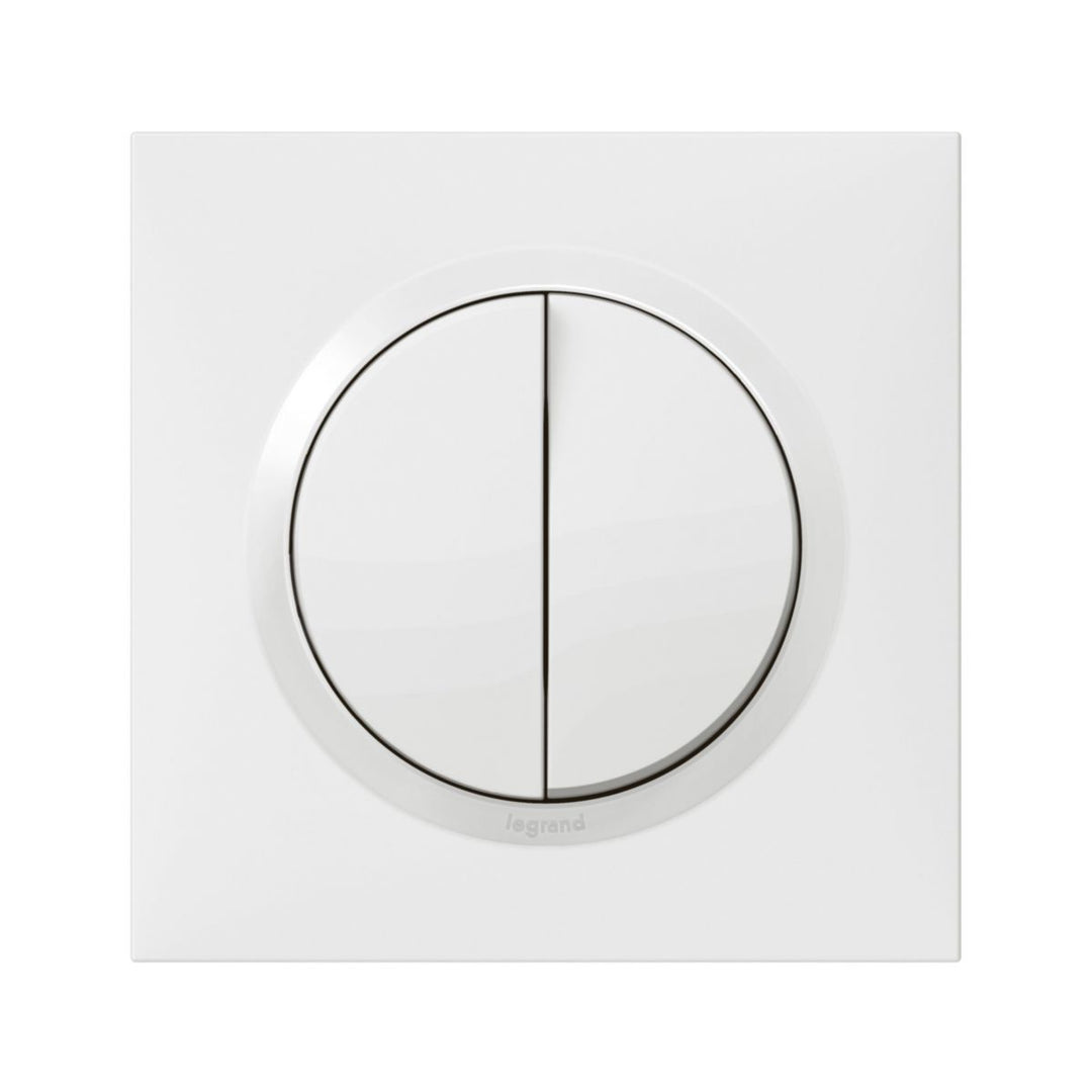 Legrand Dooxie One Umbauschalter für 5 Funktionen Wechsel/Taster, quadratische Platte weiß, mit Krallen
