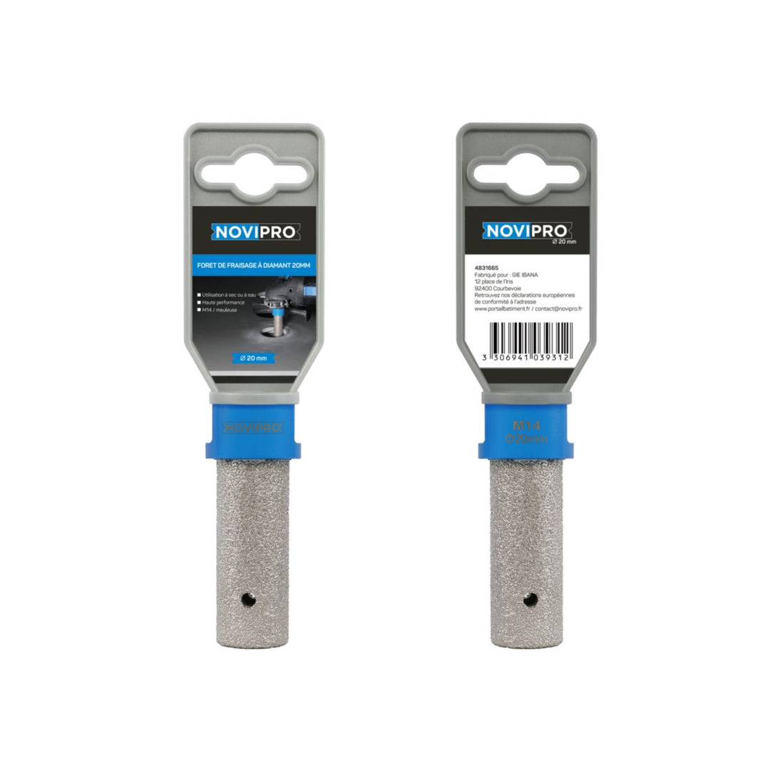 Novipro Diamant-Fräser zylindrisch Ø 20 mm, Aufnahme M14 für Winkelschleifer