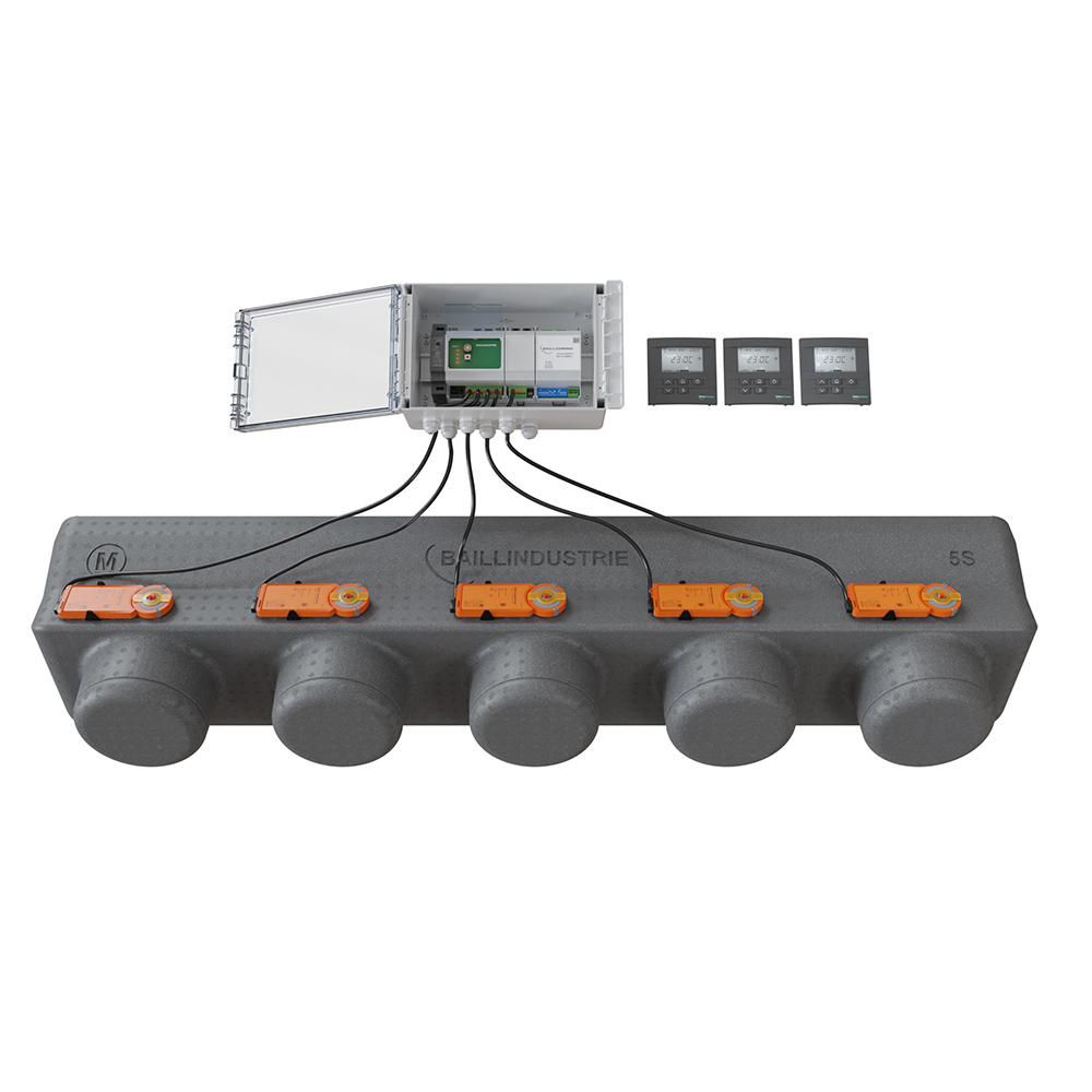 Regelungs-Set 3 Zonen mit anthrazitfarbenen Thermostaten, PACK 3TA 5M 5S