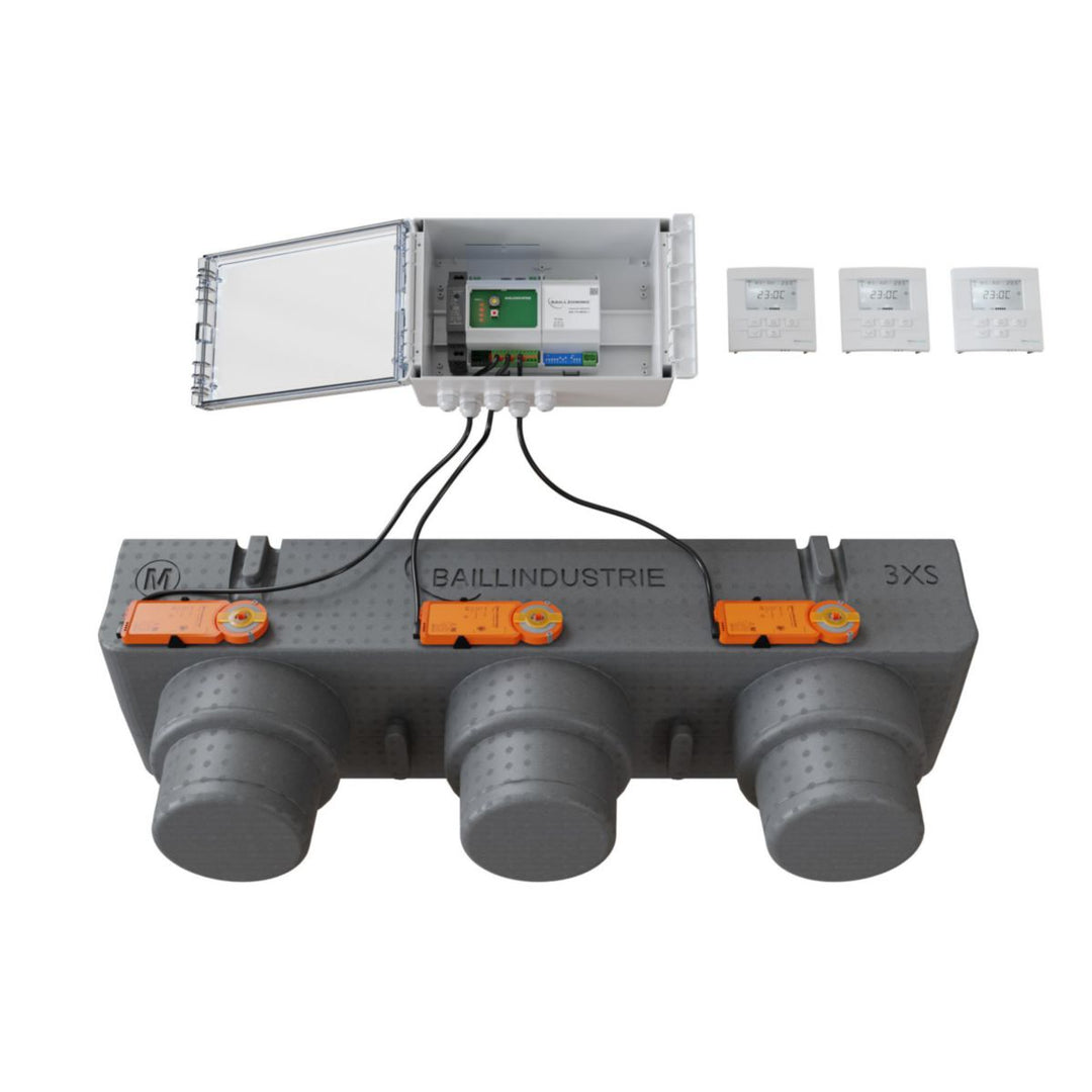 Regelungs-Set 3 Zonen mit weißen Thermostaten PACK 3TB 3M 3XS
