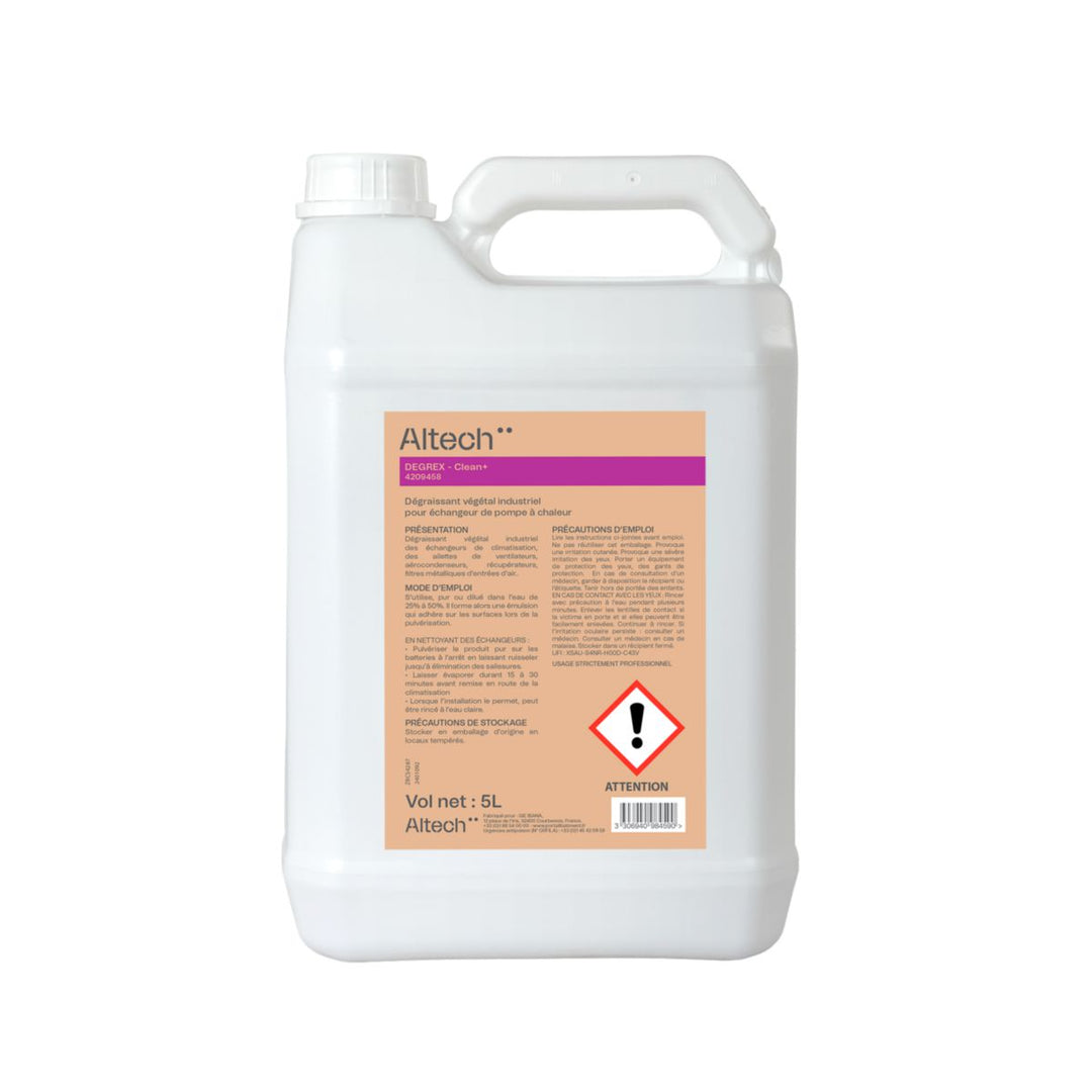 Altech Clean+ DEGREX Industrieentfetter auf pflanzlicher Basis für Klimaanlagen-Wärmetauscher, 5 l