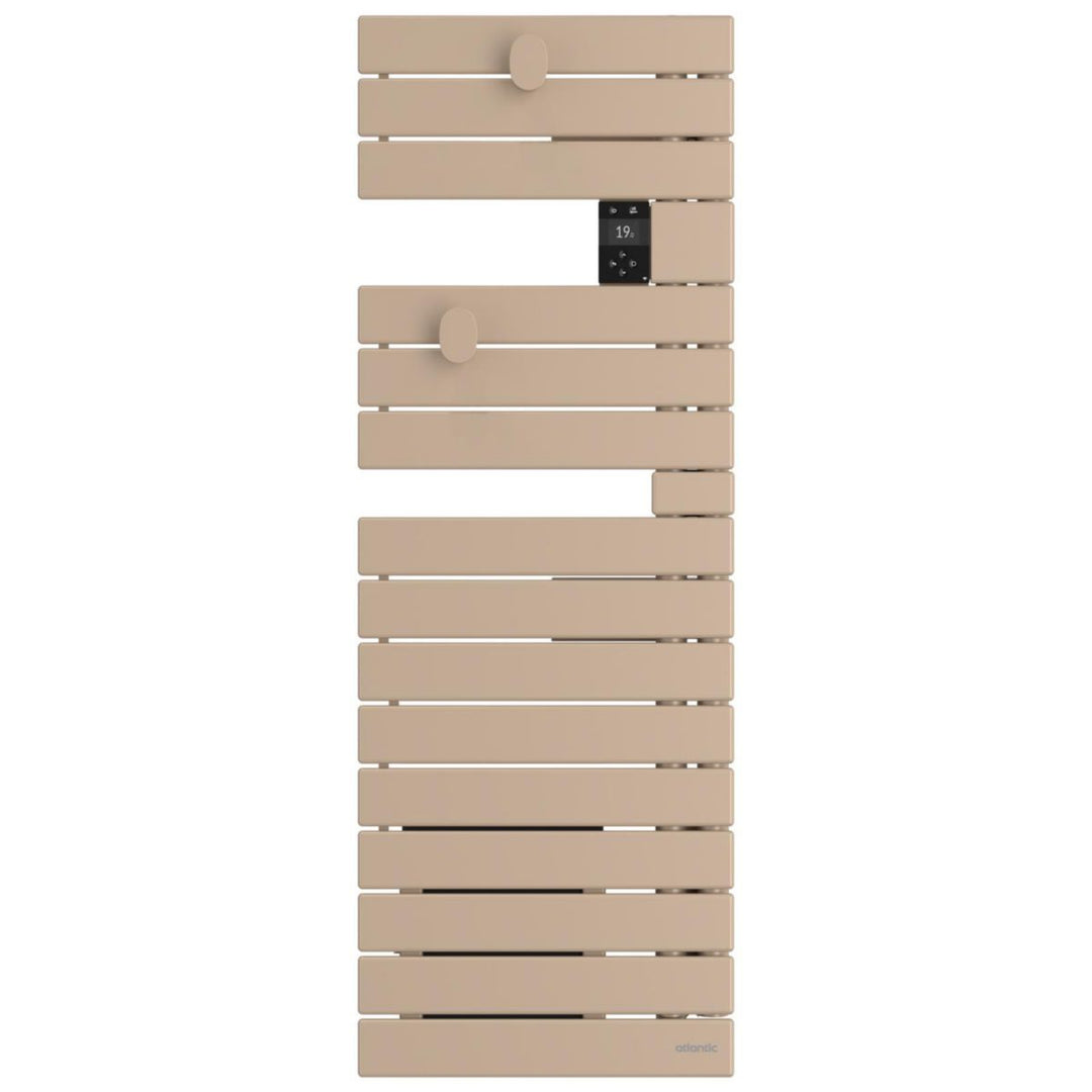 Atlantic Nefertiti Elektro-Handtuchheizkörper WLAN, schmal asymmetrisch, Mast rechts, 500 W, beige