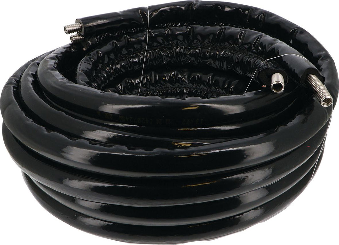 Edelstahl-Doppelrohr vorisoliert, UV-/nagetierbeständig, Fühlerkabel, Ø 16 mm, 15 m, 4 Anschlüsse 3/4 Zoll IG