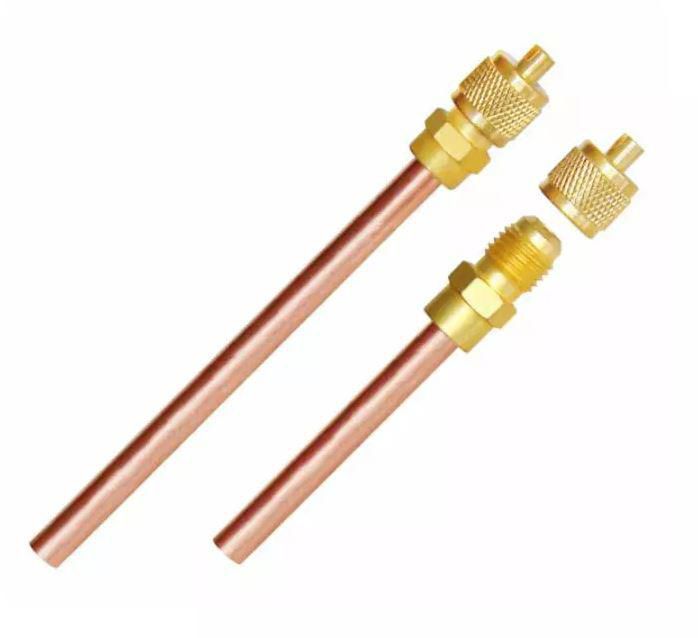 Teddington Schrader-Serviceventil 1/4 Zoll mit Verschlusskappe auf Rohr 1/4 Zoll, 100 mm, 5 Stück
