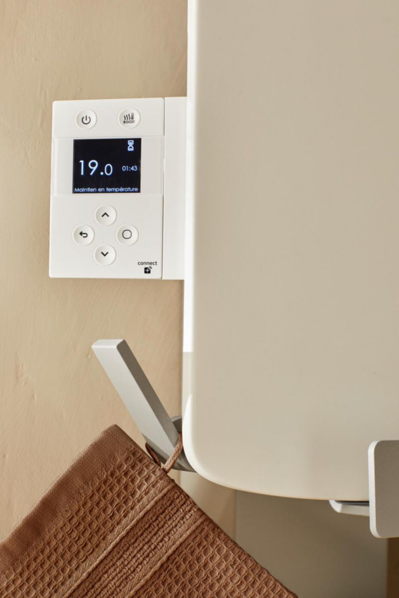 Atlantic Amarilis Elektro-Handtuchheizkörper asymmetrisch, Mast links, 430 W, Grau/Schwarz