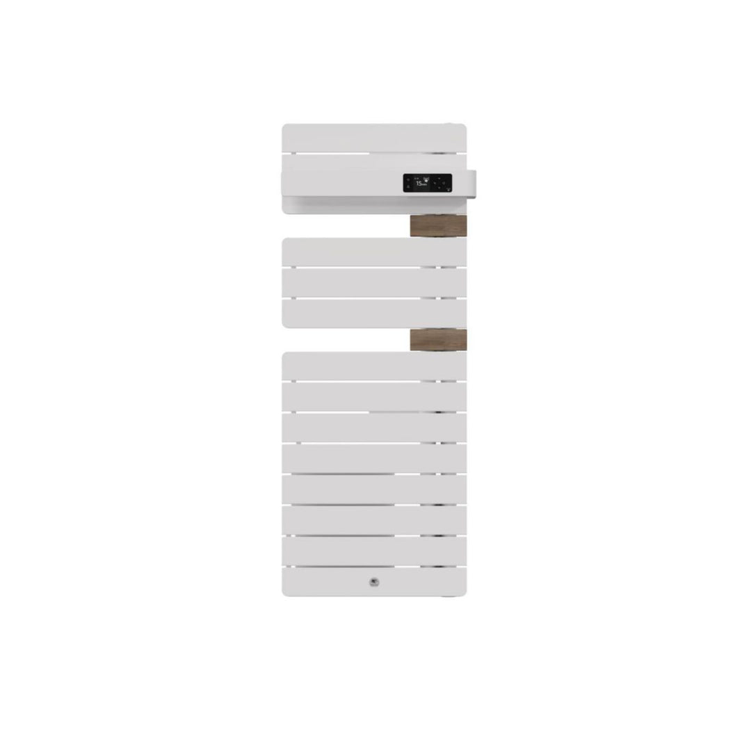 Elektro-Handtuchheizkörper Allure 4 Classique schmal, Mast rechts, 500 W, Gebläse 1000 W, weiß/Eiche