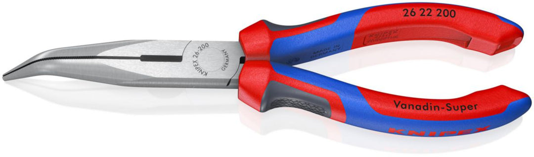 Knipex Flachrundzange mit Schneide, schwarz atramentiert, 200 mm