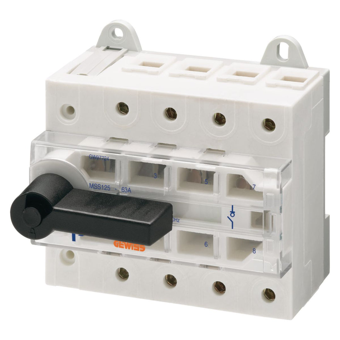 Gewiss MSS 125 Lasttrennschalter mit sichtbarer Trennstrecke, 4-polig, 100 A, 400 V, 6 Module