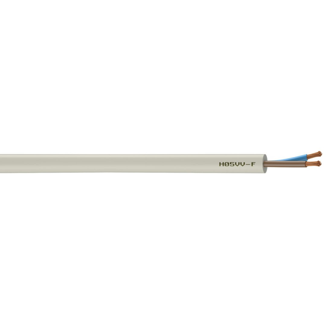 Flexible Leitung H05VV-F 2 x 1 mm², weiß, Ring 100 m