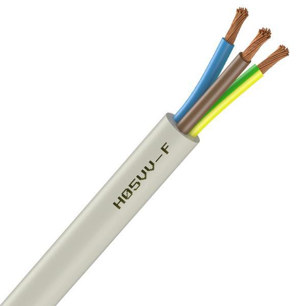 Schlauchleitung H05VV-F 3G1 mm², weiß, Ring 100 m