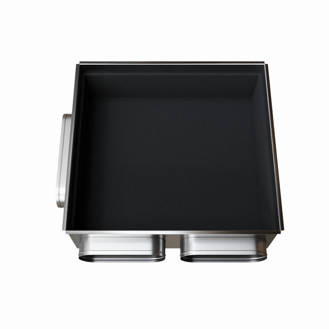 Isoliertes Plenum aus verzinktem Stahl 600 x 600 mm, seitliche Stutzen 2 x Ø 200 mm + 1 x Ø 250 mm