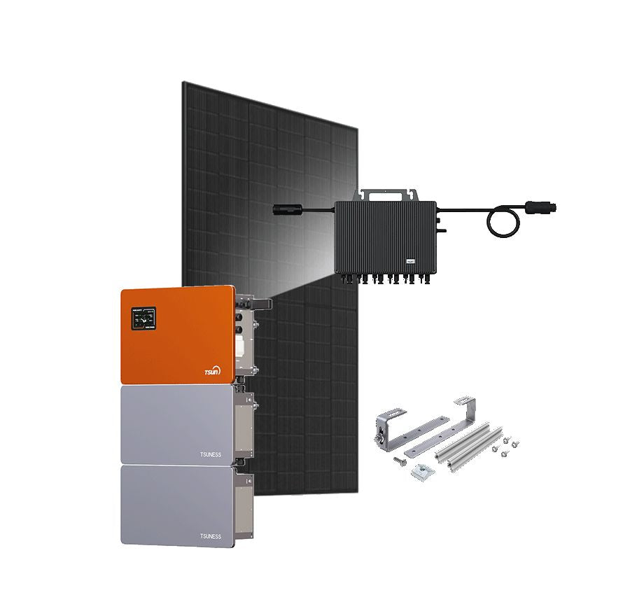PV-Komplettset JA Solar 500 W / TSUN, 3 kWp, einphasig, Esdec für Ziegeldach, mit Speicher
