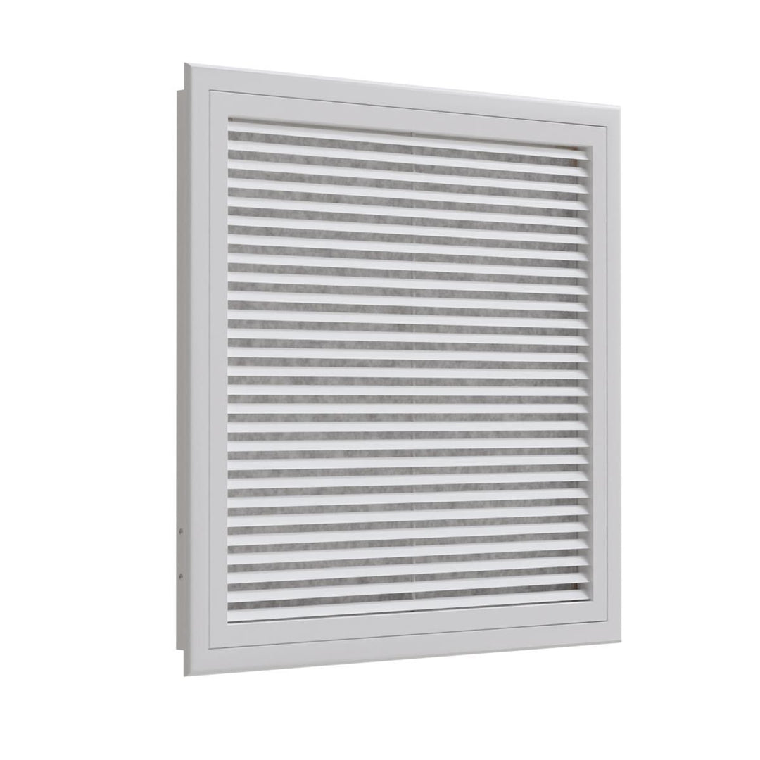Rückluftgitter mit Filterrahmen und geraden Lamellen 600x600 mm, Aluminium weiß matt RAL 9016
