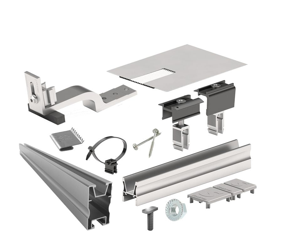 Schletter Befestigungskit Schiefer für 12 PV-Module, Hochformat, kurze Schienen