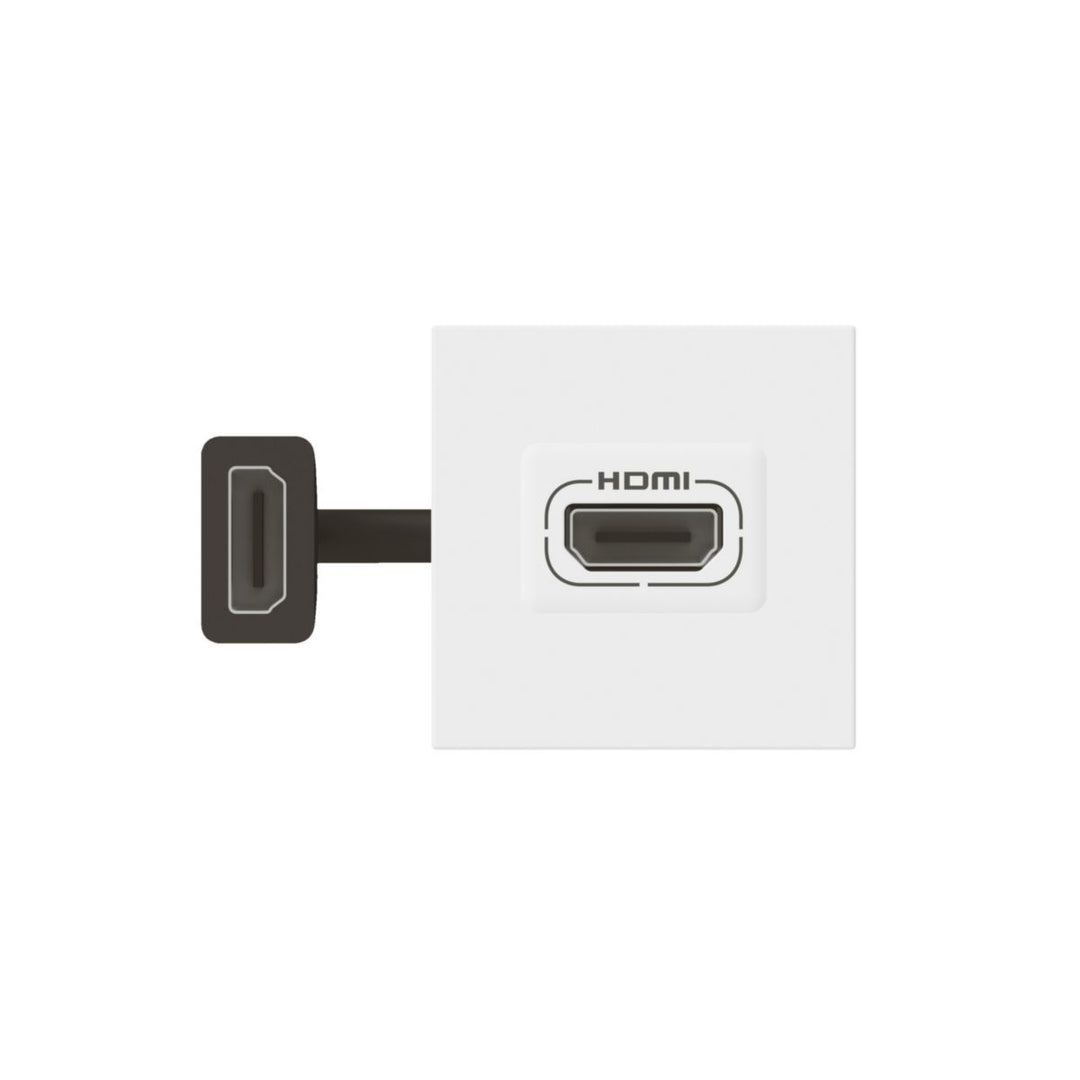Legrand Mosaic HDMI-Anschlussdose Typ A vorkonfektioniert, 2 Module, weiß