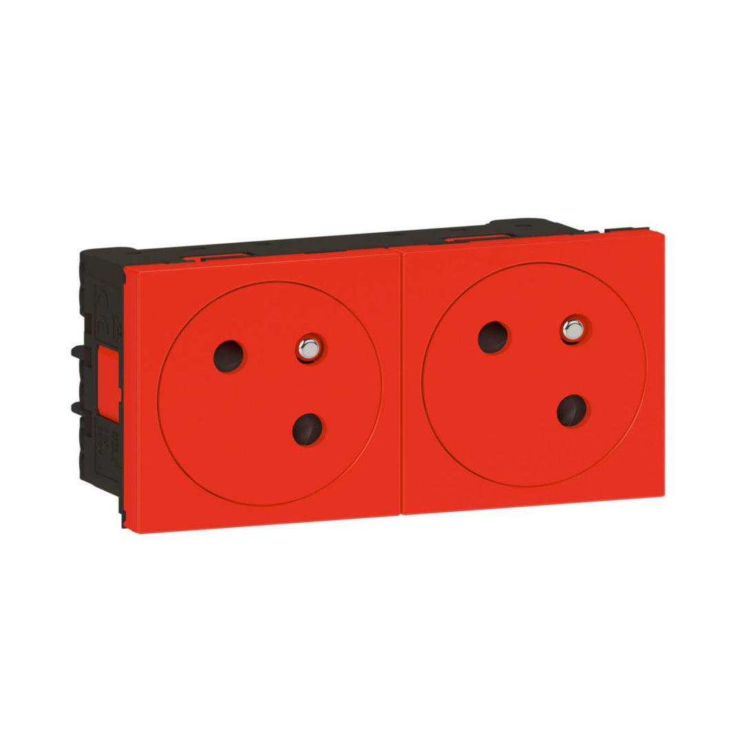 Legrand Mosaic Link Doppelsteckdose 2 x 2P+E, Aufputz, 4 Module, rot