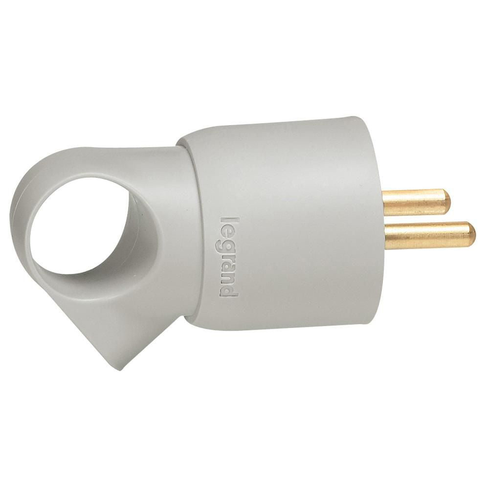 Legrand Schutzkontaktstecker 2P+E, 16 A, Kunststoff, grau, mit Ring
