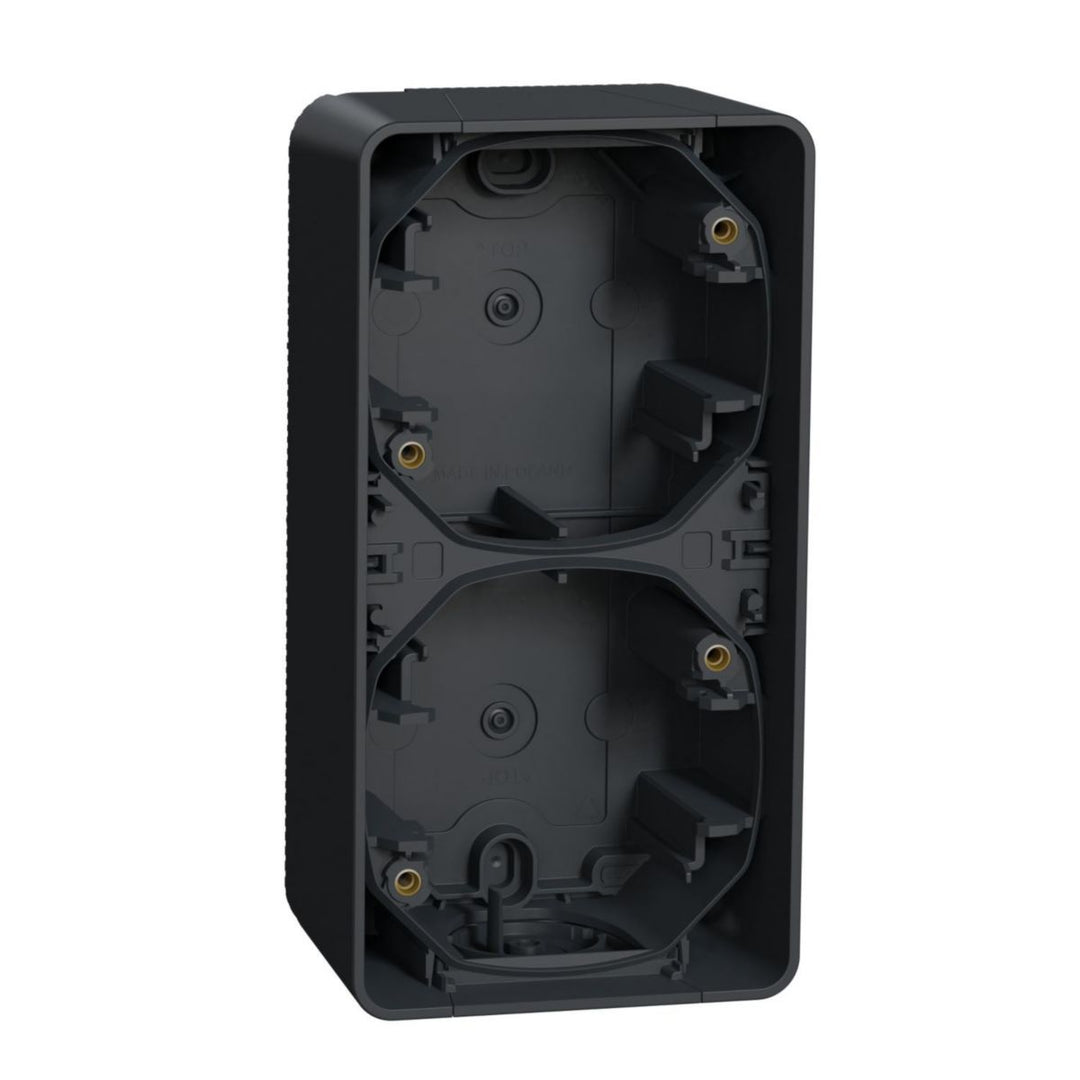 Schneider Electric Mureva Styl Aufputzgehäuse vertikal 2-fach, anthrazitgrau, IP55, IK08
