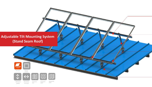 Xiamen Fasten Solar Technology Co.,Ltd. - Montagesysteme - Adjustable Tilt Mounting System (Stand Seam Roof) Adjustable Tilt Mounting System (Stand Seam Roof) - Art. 6004