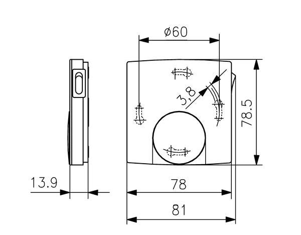 Alre AP-Raumtemperaturregler flach RTBSB-201.062 5-30°C m.Schalter EIN/AUS