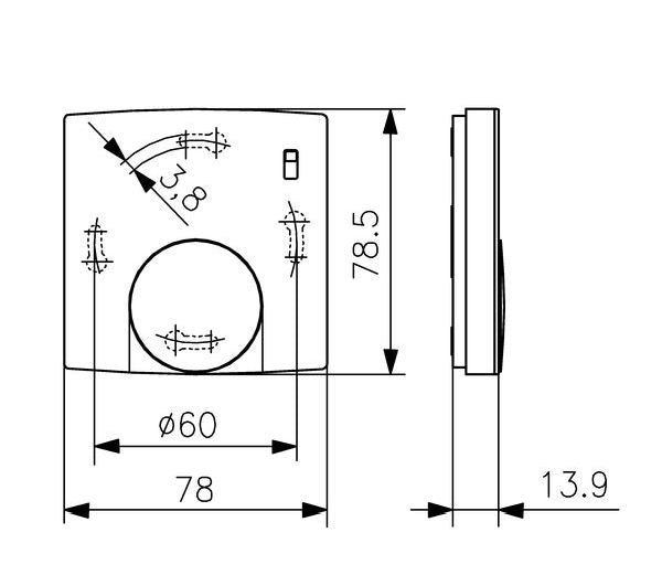 Alre AP-Raumtemperaturregler flach RTBSB-201.065 5-30°C Heizen/Kühlen