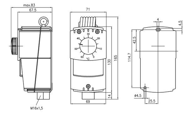 Alre Industrie-Thermostat JET-110RF Inneneinstellung IP65