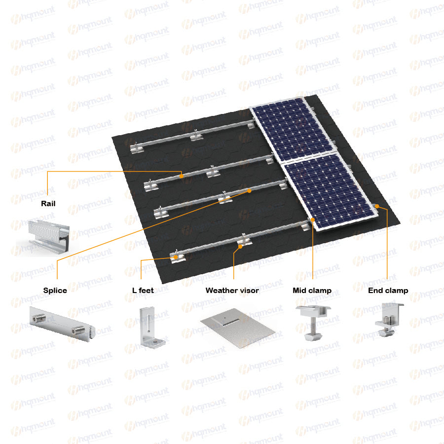 Xiamen HQ Mount Tech Co., Ltd - Montagesysteme - Asphalt Shingle Roof Solar Racking System HQ-AS-01 - Art. 6438