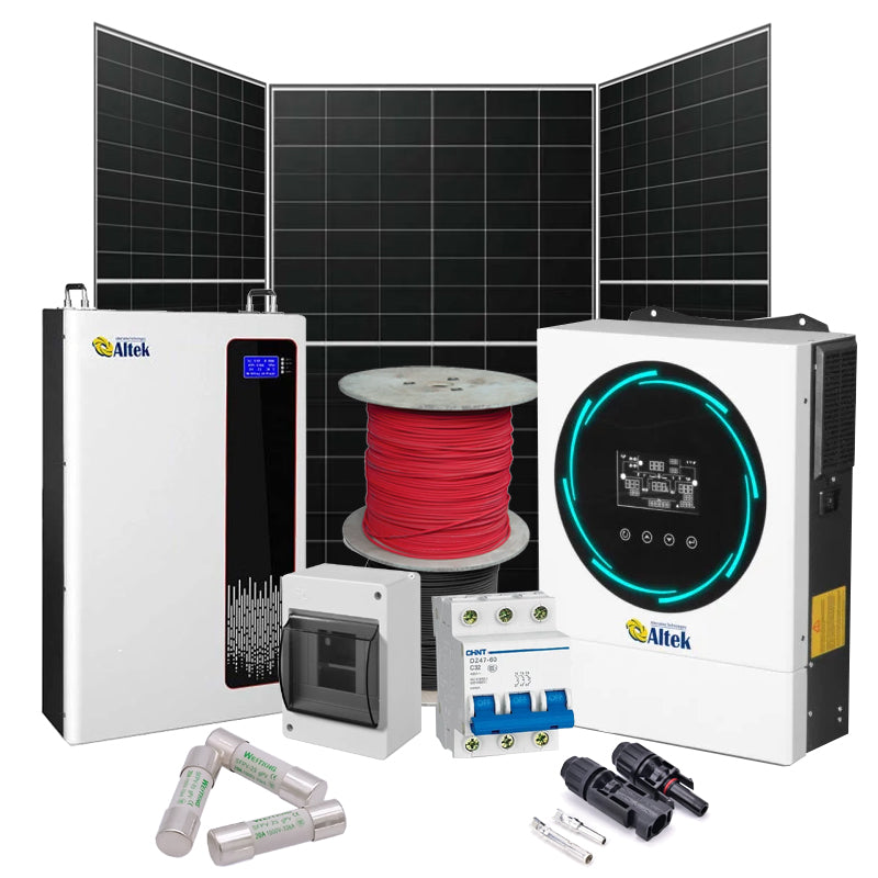 autark Solaranlage 6 kW Altek+LONGI (Wechselrichter-6kW, Panels-6.44kW, Batterie-10.24kWh)
