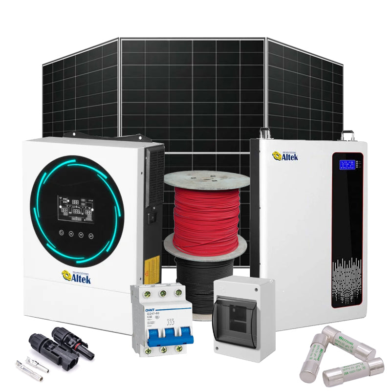 autark Solaranlage 6 kW Altek+LONGI (Wechselrichter-6kW, Panels-6.44kW, Batterie-5.12kWh)