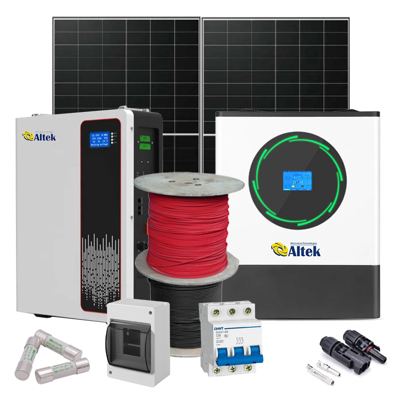 autark Solaranlage 8 kW Altek+LONGI (Wechselrichter-8kW, Panels-8.28kW, Batterie-10.24kWh)