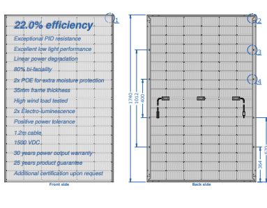 Auxin Solar Inc. - Solarmodul - Axn10b Bifacial High Efficiency N Type Glass 435 435 - Art. 231512