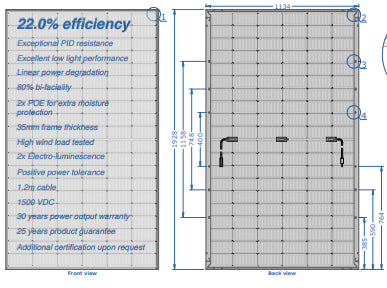 Auxin Solar Inc. - Solarmodul - Axn10b Bifacial High Efficiency N Type Glass 480 480 - Art. 231513
