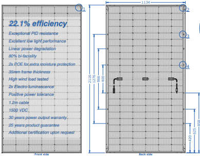 Auxin Solar Inc. - Solarmodul - Axn10b Bifacial High Efficiency N Type Glass 530 530 - Art. 231514