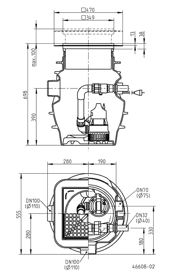 JUNG PUMPEN Unterflurbehälter Baufix 100, o.Pumpe - Art. JP47214